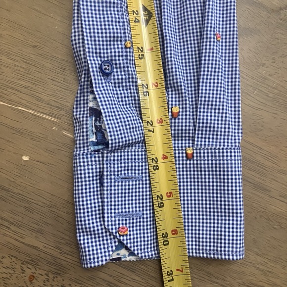 Robert Graham Shirt Mens Medium Gingham Button Down Flip Cuff Food Print Novelty - Picture 10 of 11